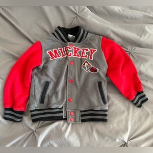Disney Mickey Mouse Gray and Red Varsity Jacket